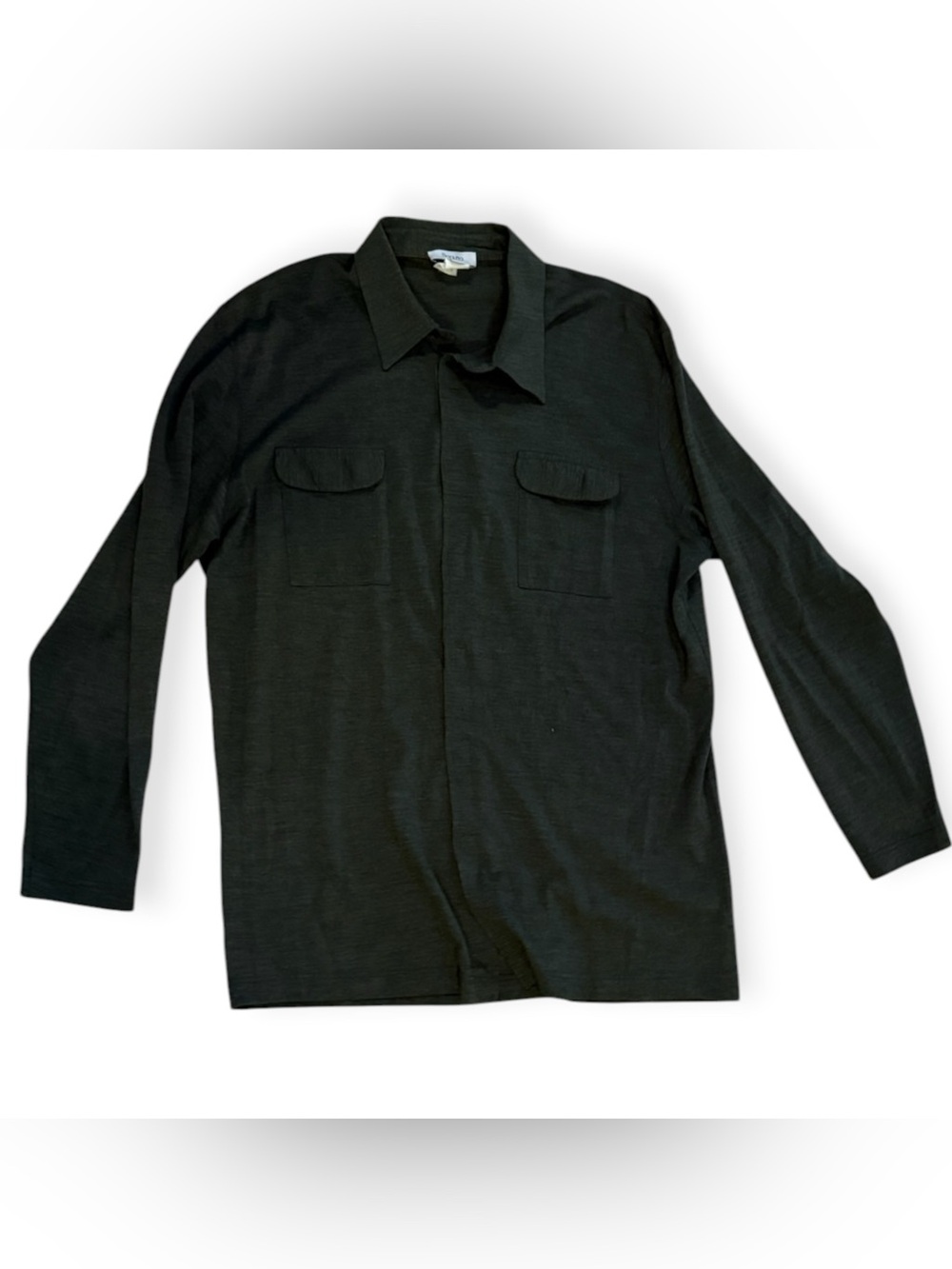 Bagutta Men’s Merino Wool Button-Up Shirt Jacket in Forest Green Size Large